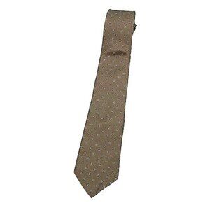 Mens Brown Silk Necktie Small Geometric Dot Pattern Classic Business Formal